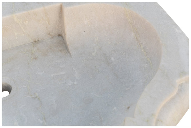 Biscottini Acquaio in marmo bianco L77xPR55xH13 cm Vasca realizzata completamente