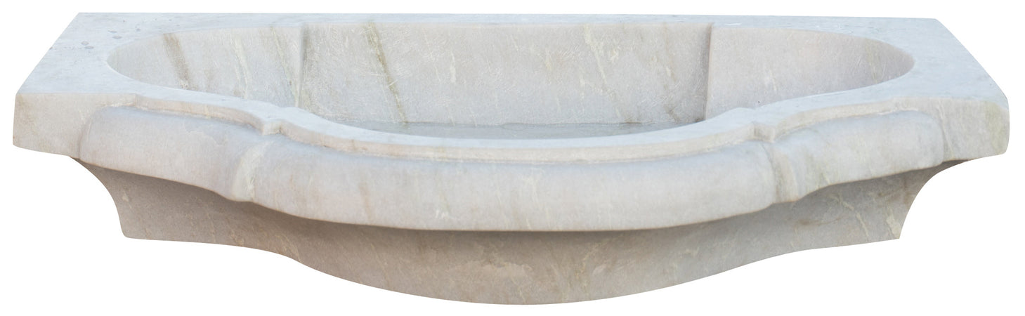 Biscottini Acquaio in marmo bianco L77xPR55xH13 cm Vasca realizzata completamente