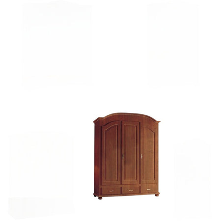 Armadio arte povera 3 porte 3 cassetti sagomato tinta noce 181x61x224
