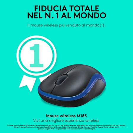 MOUSE WIRELESS M185 BLUE LOGITECH