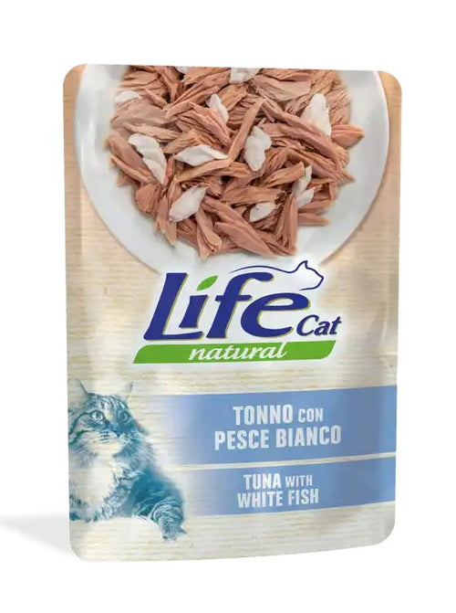 Life Cat Natural Bustina Tonno con Pesce Bianco per Gatti 70gr