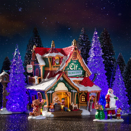 Albero Illuminato In Cristallo, 3 Colori Cambiabili, Grande, per villaggio di Natale
