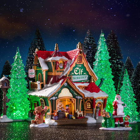 Albero Illuminato In Cristallo, 3 Colori Cambiabili, Grande, per villaggio di Natale