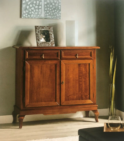 MOBILI 2G - Madia credenza arte povera 2 porte 2 cassetti tinta legno 105x42x102 (1268)