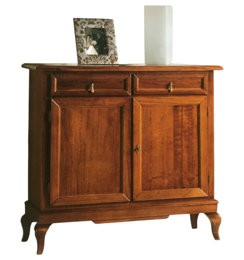 MOBILI 2G - Madia credenza arte povera 2 porte 2 cassetti tinta legno 105x42x102 (1268)