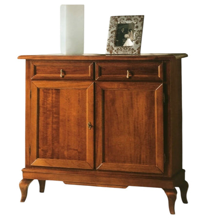 MOBILI 2G - Madia credenza arte povera 2 porte 2 cassetti tinta legno 105x42x102 (1268)