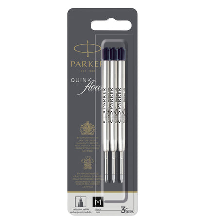 Blister 3 Refill Sfera Quinkflow Medio Nero Parker
