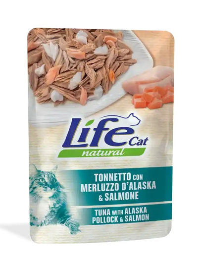 Life Cat Natural Bustina Tonnetto con Merluzzo D'Alaska e Salmone per Gatti 70gr