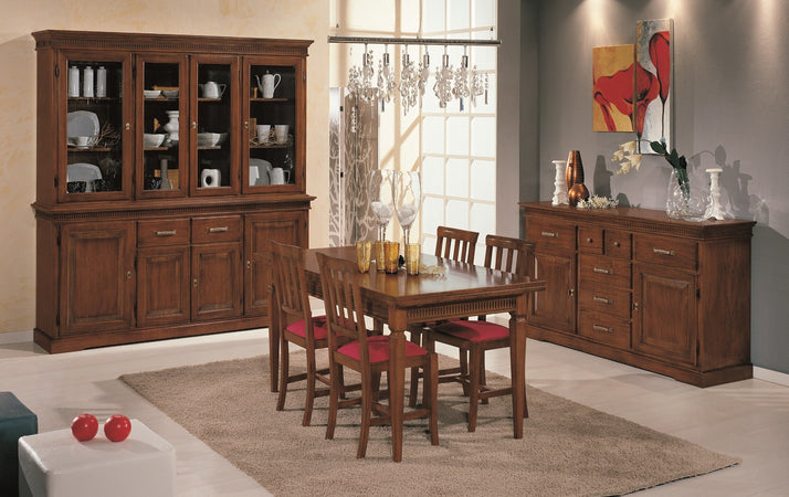 MOBILI 2G - Credenza arte povera 2 porte 7 cassetti legno tinta noce 170x47x96 (1226)