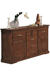 MOBILI 2G - Credenza arte povera 2 porte 7 cassetti legno tinta noce 170x47x96 (1226)