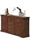 MOBILI 2G - Credenza arte povera 2 porte 7 cassetti legno tinta noce 170x47x96 (1226)