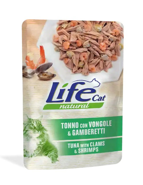 Life Cat Natural Bustina Tonno con Vongole e Gamberetti per Gatti 70gr