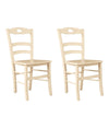 MOBILI 2G - Set 2 sedie shabby legno laccato avorio anticato seduta legno 43x46x89