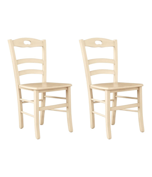 MOBILI 2G - Set 2 sedie shabby legno laccato avorio anticato seduta legno 43x46x89