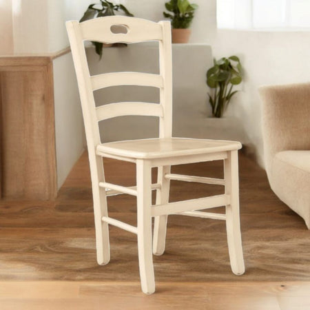 MOBILI 2G - Set 2 sedie shabby legno laccato avorio anticato seduta legno 43x46x89