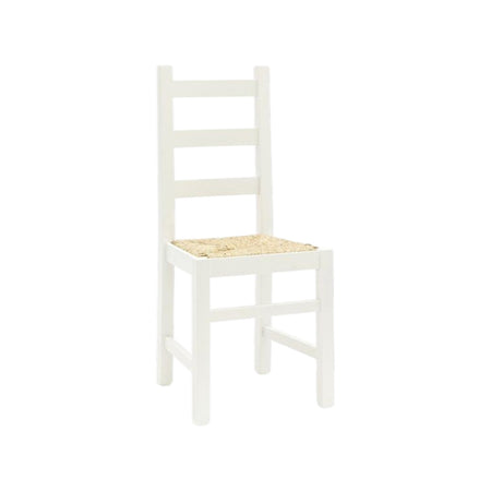 MOBILI 2G - Set 2 sedie arte povera legno bianco seduta paglia 50x47x90
