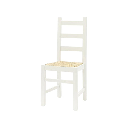 MOBILI 2G - Set 2 sedie arte povera legno bianco seduta paglia 50x47x90