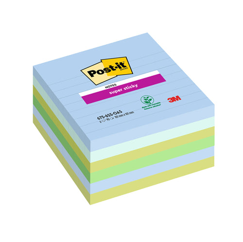 Cf. 6Pz Blocco 90Fg. Post-It Super Sticky 100X100Mm Righe Oasis 675-6Ss-Oas