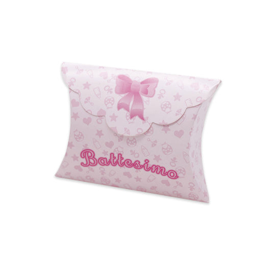 25 Scatoline Portaconfetti 10X8X3Cm Battesimo Baby Rosa Big Party