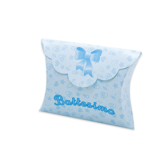 25 Scatoline Portaconfetti 10X8X3Cm Battesimo Baby Celeste Big Party