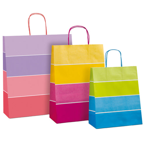 Shopper Bicolor C/Manici In Carta Ritorta 16X8X21Cm Colori Assort. Rex Sadoch