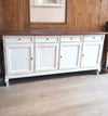 MOBILI 2G - Madia credenza 4 porte legno shabby bianco e noce 205x45x98