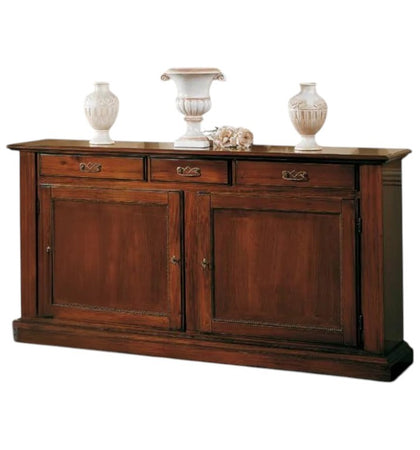 MOBILI 2G - MADIA CREDENZA ARTE POVERA 2 PORTE IN LEGNO TINTA NOCE  L.196 P.50 H.104