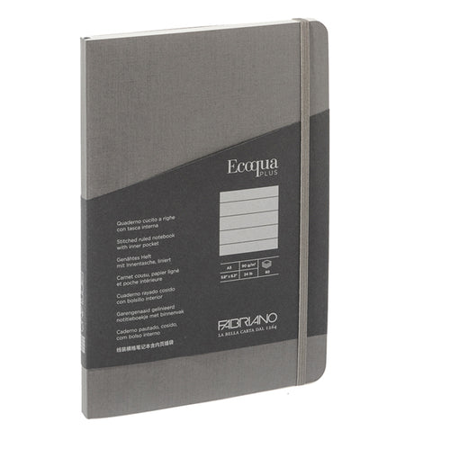 Taccuino C/Elastico Ecoqua Plus Cucito F.To A5 80 Fg. Righe Antracite Fabriano