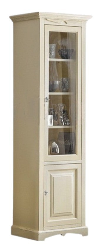 MOBILI 2G - Vetrina colonna arte povera 2 ante Legno avorio 68X47X220