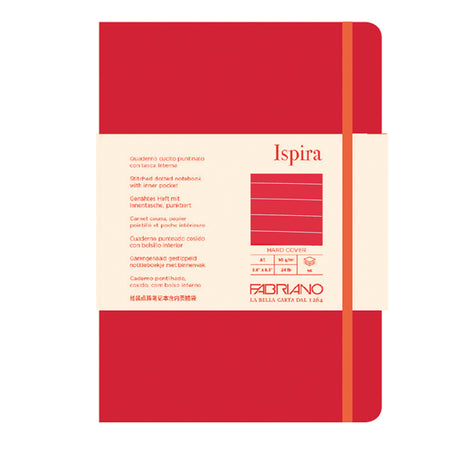 Taccuino C/Elast. Ispira Cop. Rigida F.To A5 96Fg. A Righe Rosso Fabriano