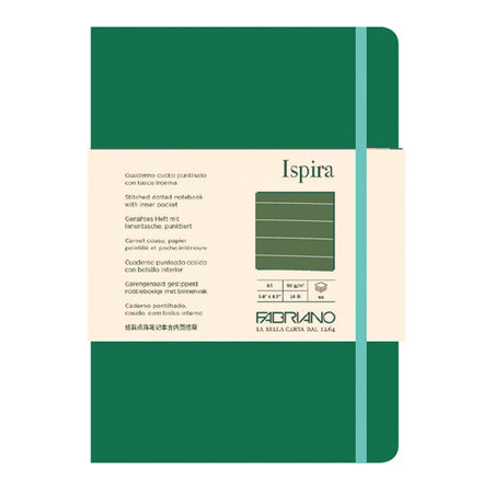 Taccuino C/Elast. Ispira Cop. Fless. F.To A5 96Fg. A Righe Verde Fabriano