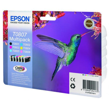 Epson T0807 Multipack - Confezione da 6 - 44,4 ml - Nero, Giallo, Ciano, Magenta, Magenta chiaro, Ciano chiaro