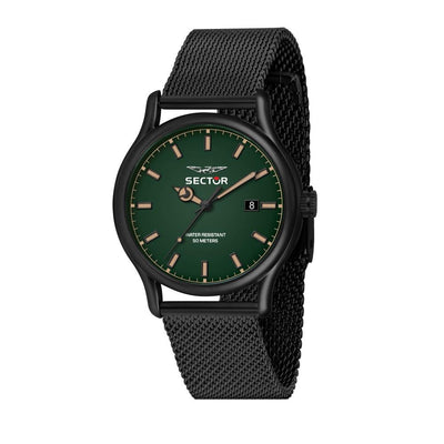 Orologio SECTOR uomo 660 datario bracciale acciaio nero / verde