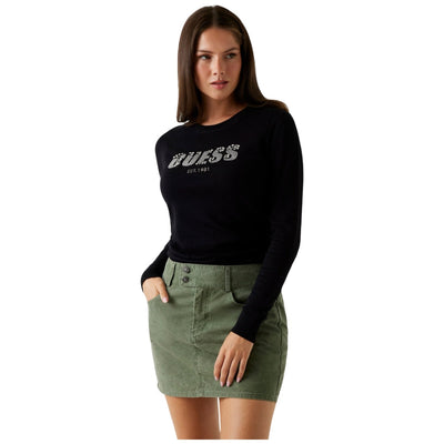 Guess pullover nero logo strass REYNA W5BR40Z2NQ2G1K8