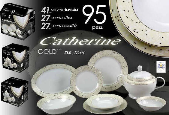 95 pezzi servizio piatti Catherine GOLD art ELE 720444 Cose di Casa Servizio per la tavola da 95 pezzi con servizio the e caffè servizio piatti L'Orchidea - Siderno, Commerciovirtuoso.it