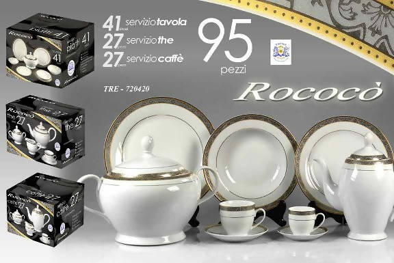 95 pezzi servizio piatti Rococò Cose di Casa art TRE 729420 Servizio per la tavola da 95 pezzi con servizio the e caffè Servizio piatti L'Orchidea - Siderno, Commerciovirtuoso.it
