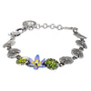 Bracciale In Argento Brunito Composto Da Foglie Di Ninfea Dipinte E Fiore Di Ninfea Dipinto Di Lilla-Bottega Boccadamo