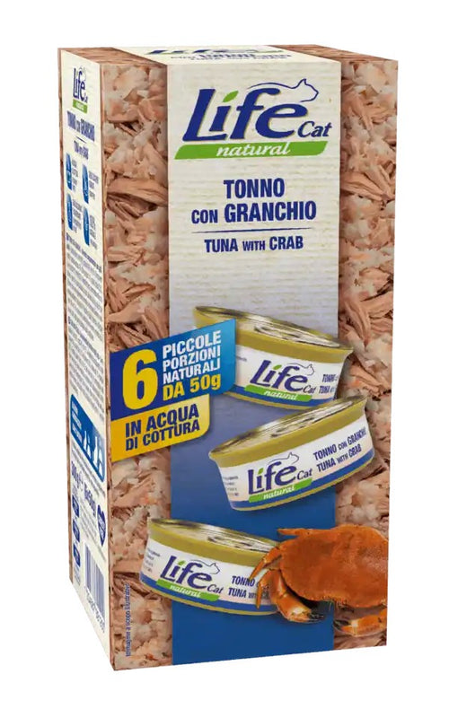 Life Cat Natural Multipack Tonno con Granchio per Gatti 6x50 gr