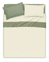 Completo letto lenzuola bicolor in 100% cotone made in Italy NATURALE/SALVIA