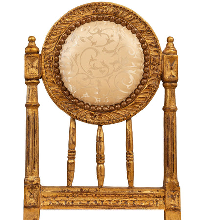 Biscottini Biscottini Sedia Poltroncina Luigi XVI Faggio Massello Intaglio Foglia Oro