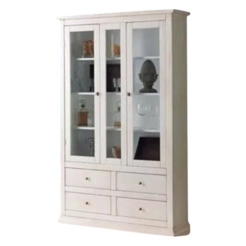 Vetrina arte povera 2 ante 4 cassetti in Legno bianco 118X40X185