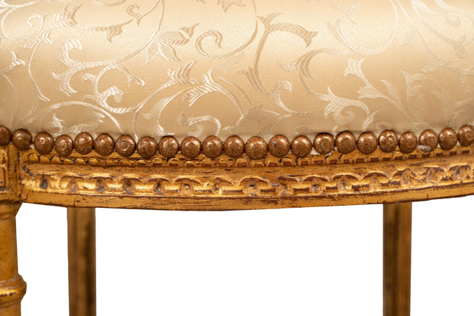 Biscottini Biscottini Sedia Poltroncina Luigi XVI Faggio Massello Intaglio Foglia Oro