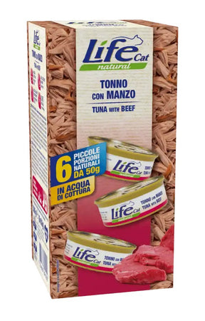Life Cat Natural Multipack Tonno con Manzo per Gatti 6x50 gr