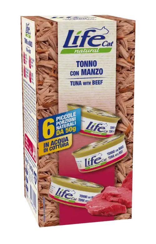 Life Cat Natural Multipack Tonno con Manzo per Gatti 6x50 gr