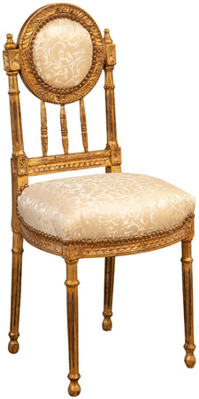 Biscottini Biscottini Sedia Poltroncina Luigi XVI Faggio Massello Intaglio Foglia Oro