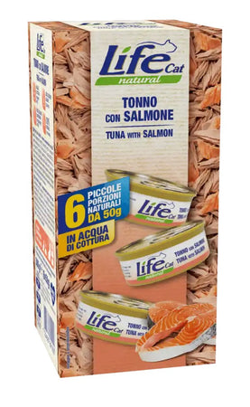 Life Cat Natural Multipack Tonno con Salmone per Gatti 6x50 gr
