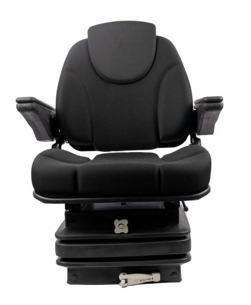 Sedile Activo Standard in tessuto nero con molleggio meccanico e braccioli