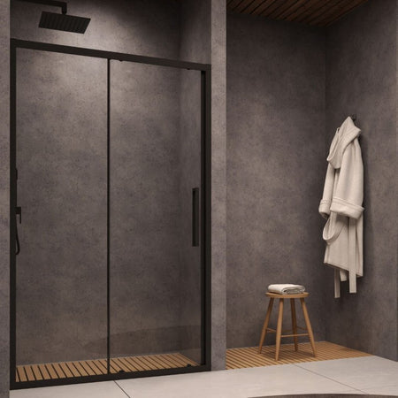 Porta doccia scorrevole trasparente 6mm Erica profilo nero