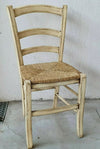 MOBILI 2G - Set 2 sedie legno shabby avorio consumato seduta paglia 43x46x89
