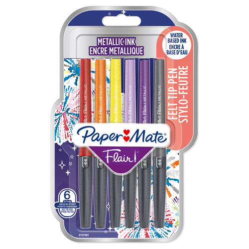 Blister 6 Pennarelli Flair Nylon Colori Assortiti Metallic Papermate